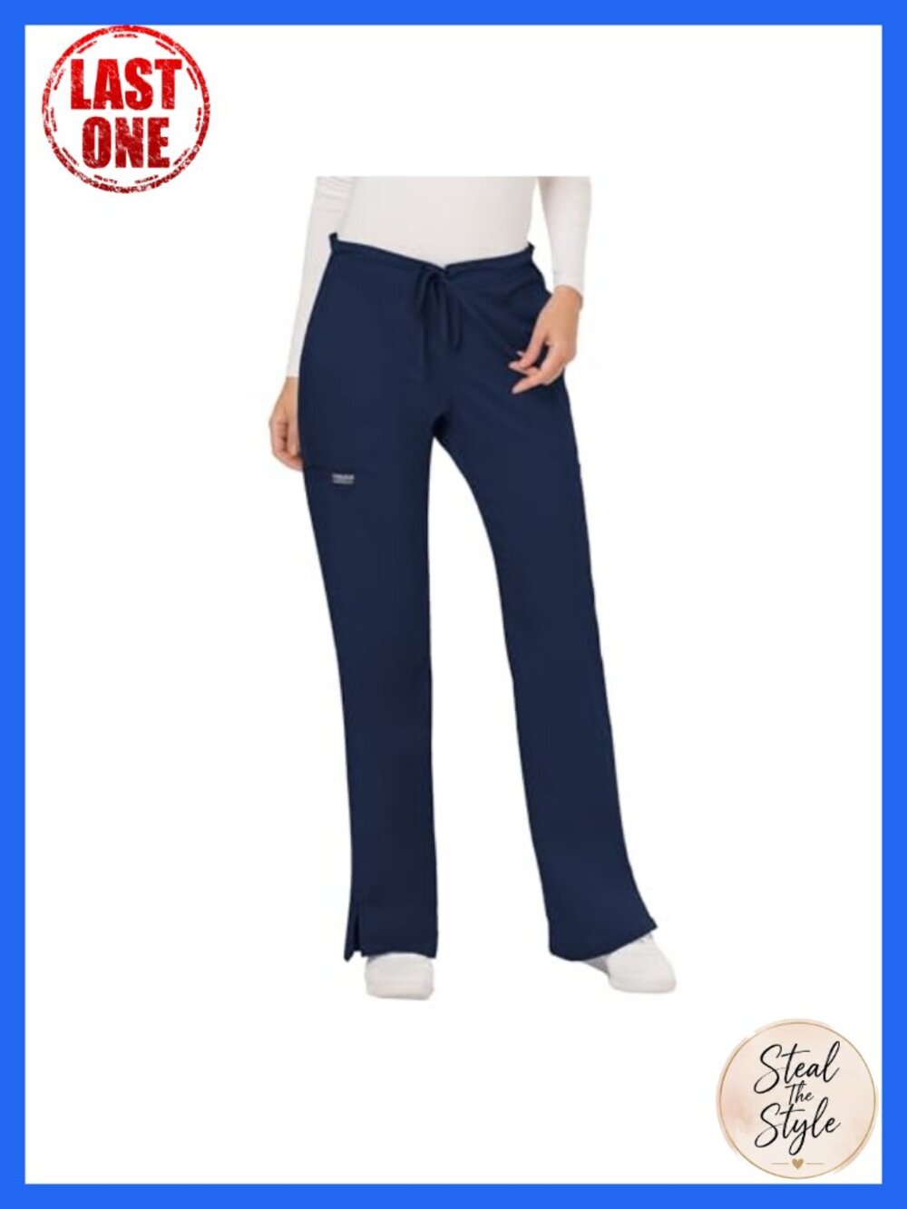 Women's Mid Rise Flare Scrub Pants 5 Pockets Drawstring